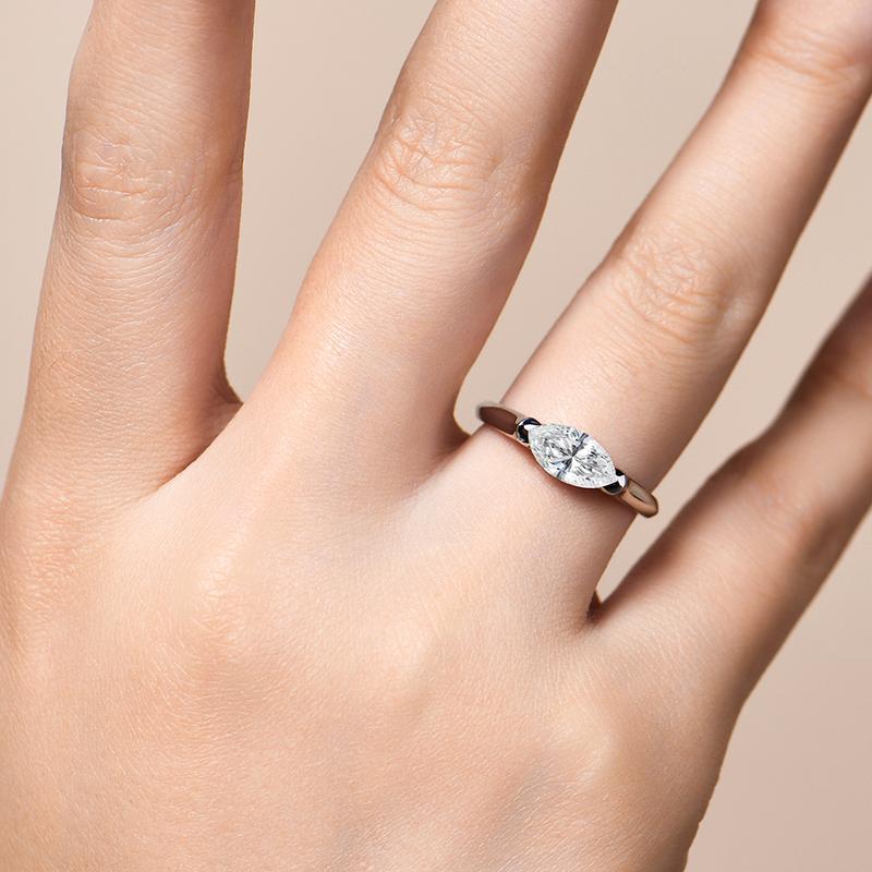 【037】Popular Marquise Cut Ring 5A Zircon Copper Plated Real Gold Pair Ring Hot in Europe and America for Couples