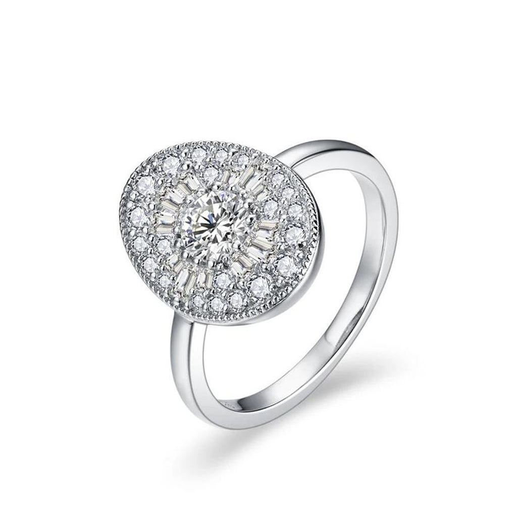 【035】Oval Zircon Copper Plating Ring European American Popular Niche High End Two Color Jewelry