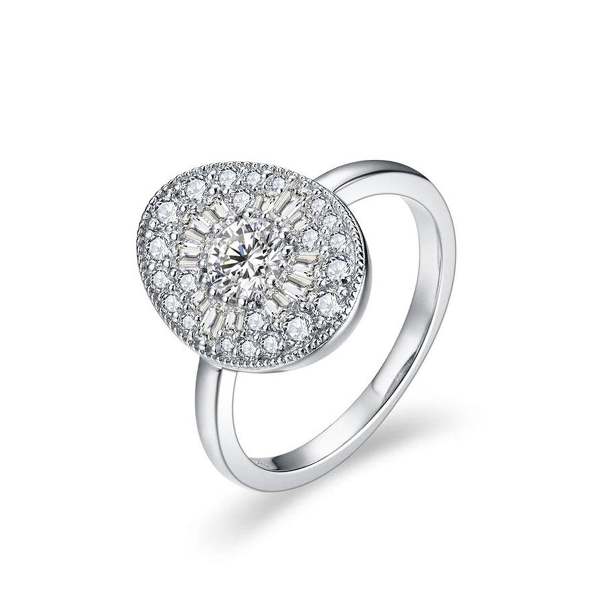 【035】Oval Zircon Copper Plating Ring European American Popular Niche High End Two Color Jewelry