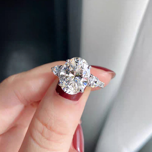 【006】Simulated mozzarella diamond pigeon eggs flash ring ice flower cut women fashion wedding proposal opening ring