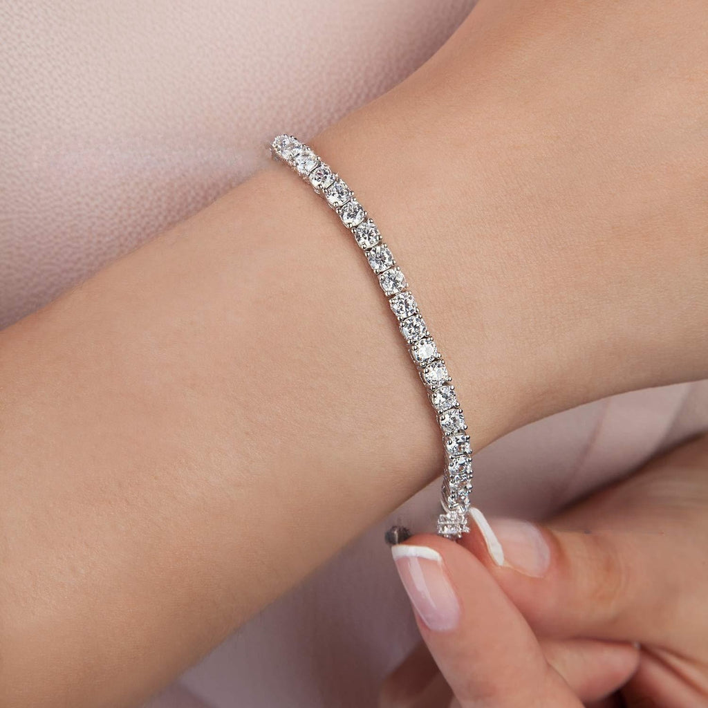 【028】18K Diamond Tennis Bracelet Single Row Unisex Jewelry Wholesale