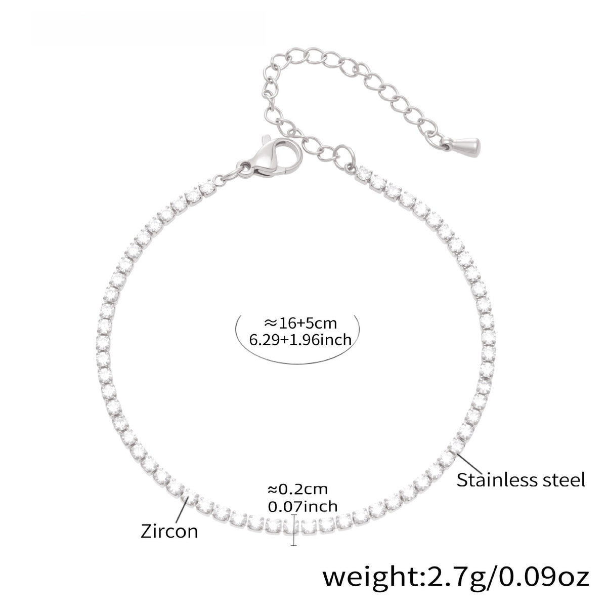 【048】Zircon inlaid bracelet women's titanium steel plated 18k real gold chic style fashion versatile hand jewelry