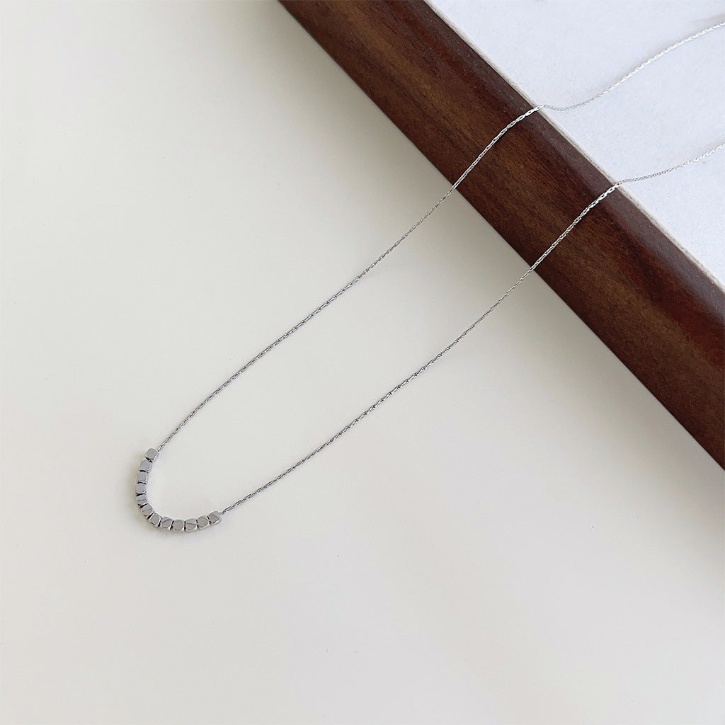 【022】Fashion commuter electroplating 14K simple high-end clavicle chain temperament versatile square bead necklace women's jewelry