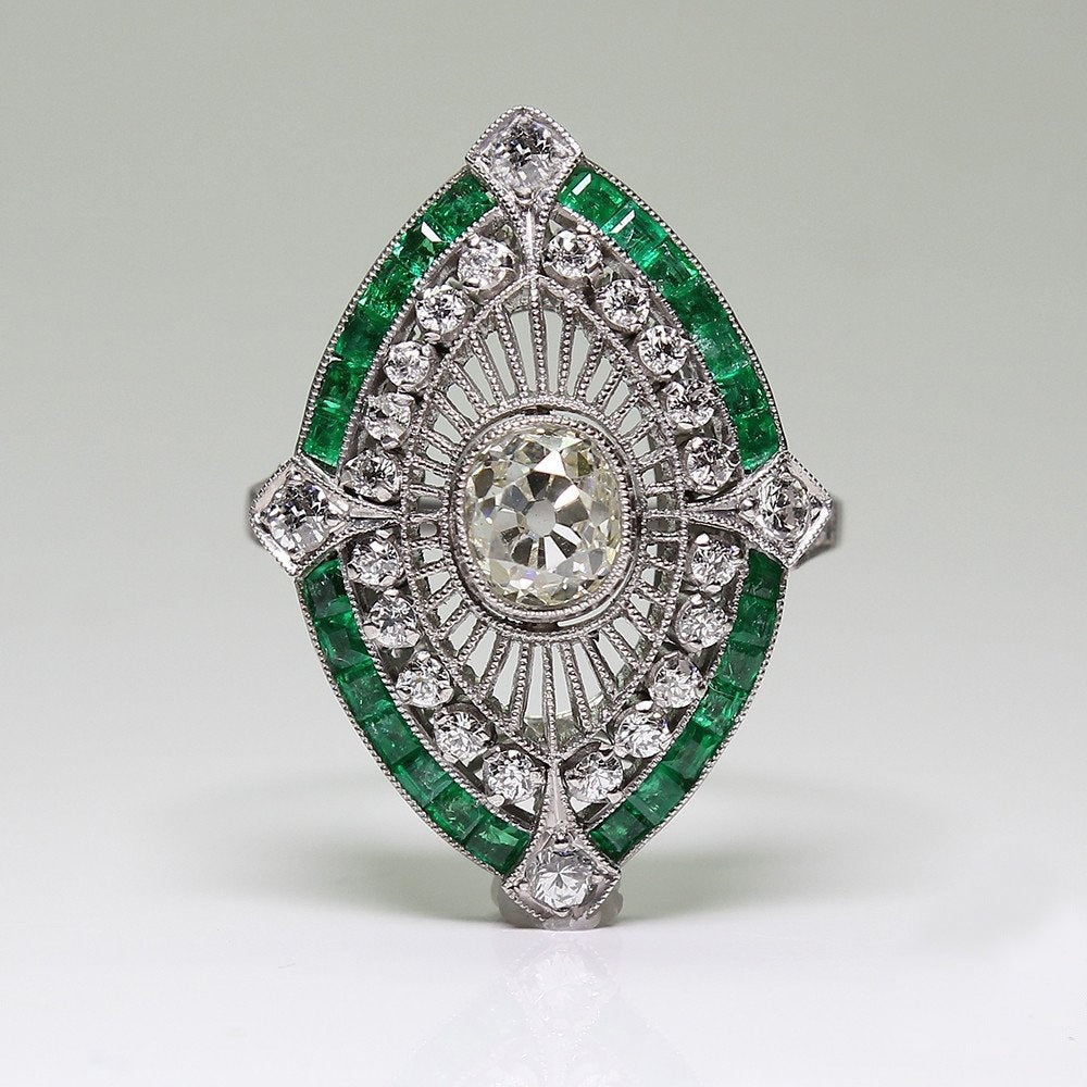 【001】Hot-selling emerald copper micro-pave diamond women's engagement ring, european and american cross-border square stone ring jewelry