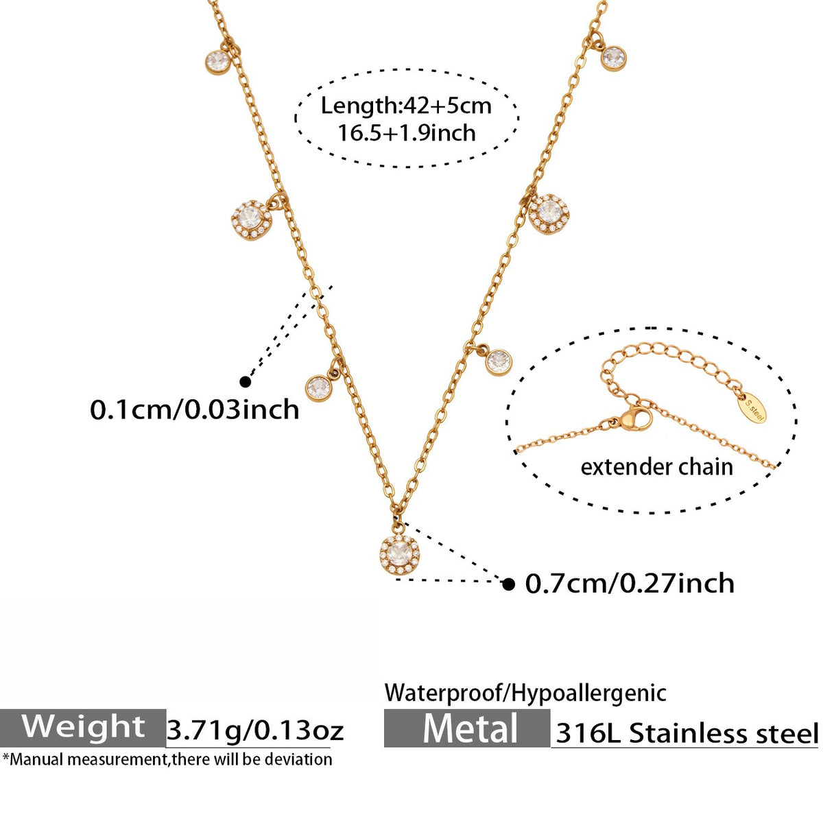 【052】Fashion new small full diamond 5A zircon design  necklace