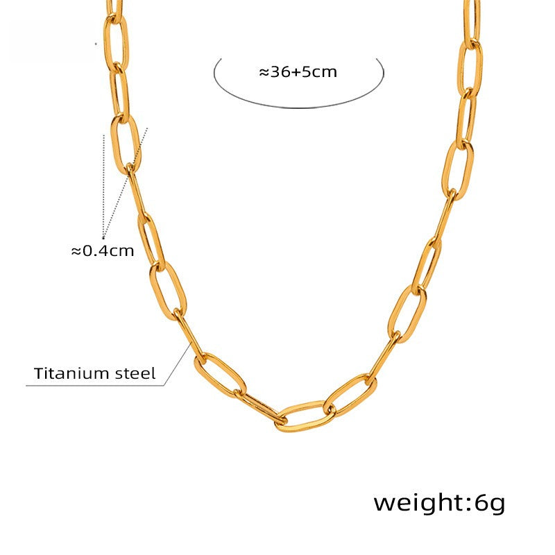 【050】New high-end  collarbone chain titanium steel gold-plated  necklace